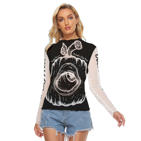 October City Press logo Mesh Black & White Top