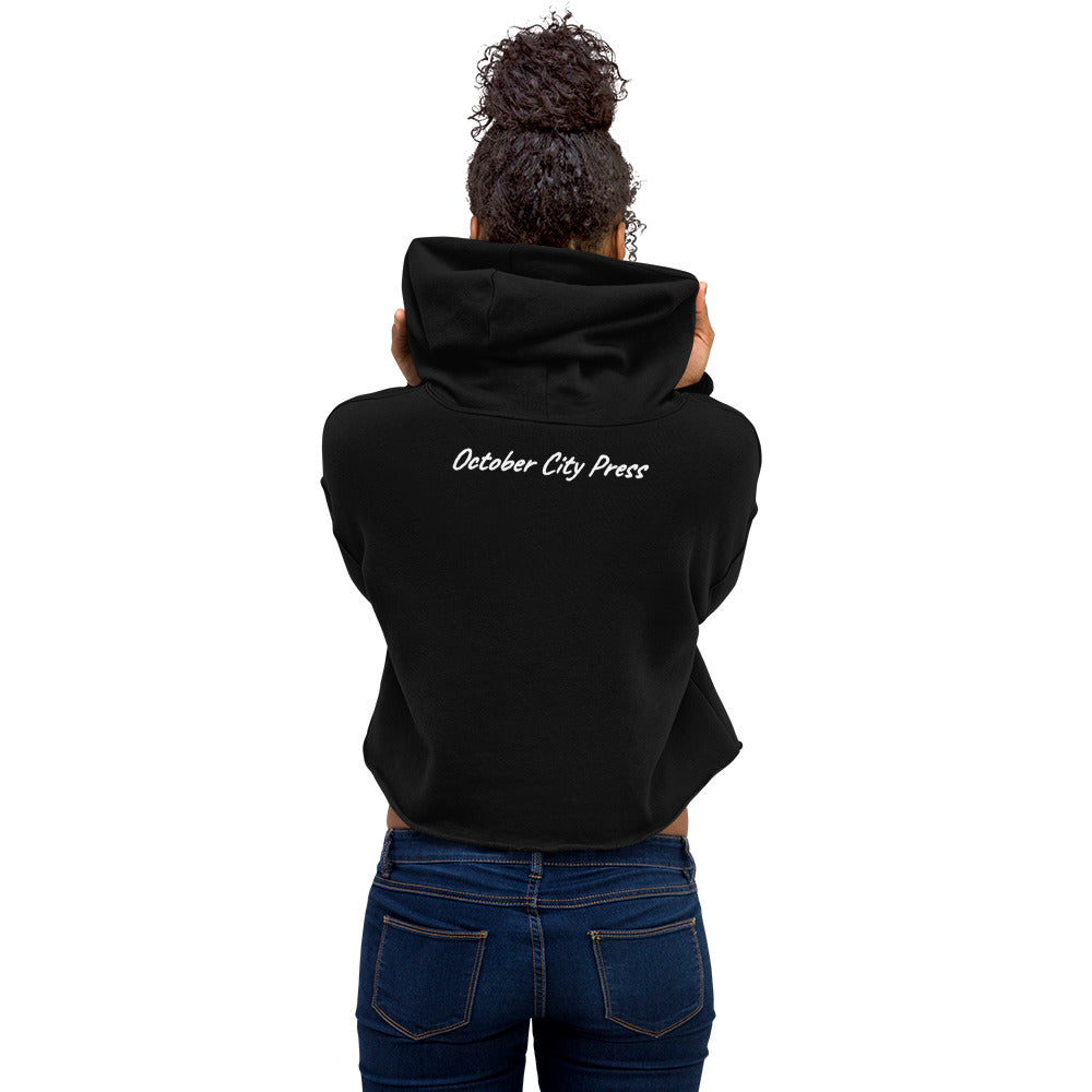 October City Press logo Cropped Black Hoodie