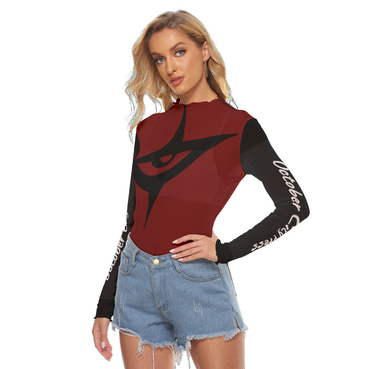 October City Press evil eye stretch mesh top