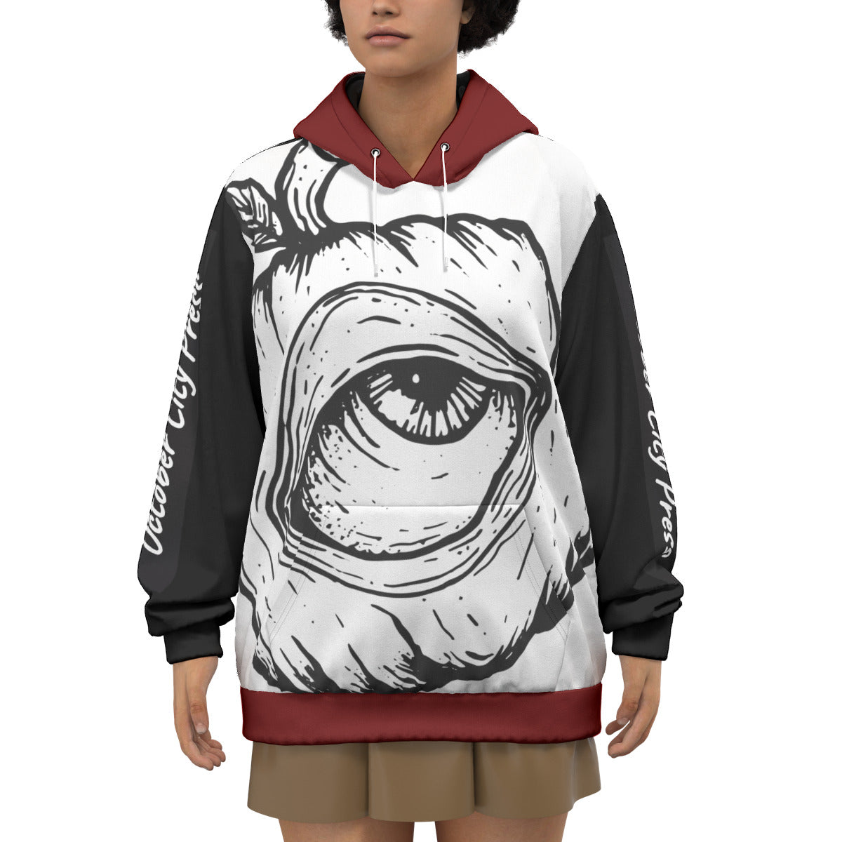 October City Press 2023 logo hoodie pullover 100% lightweight Cotton (white)